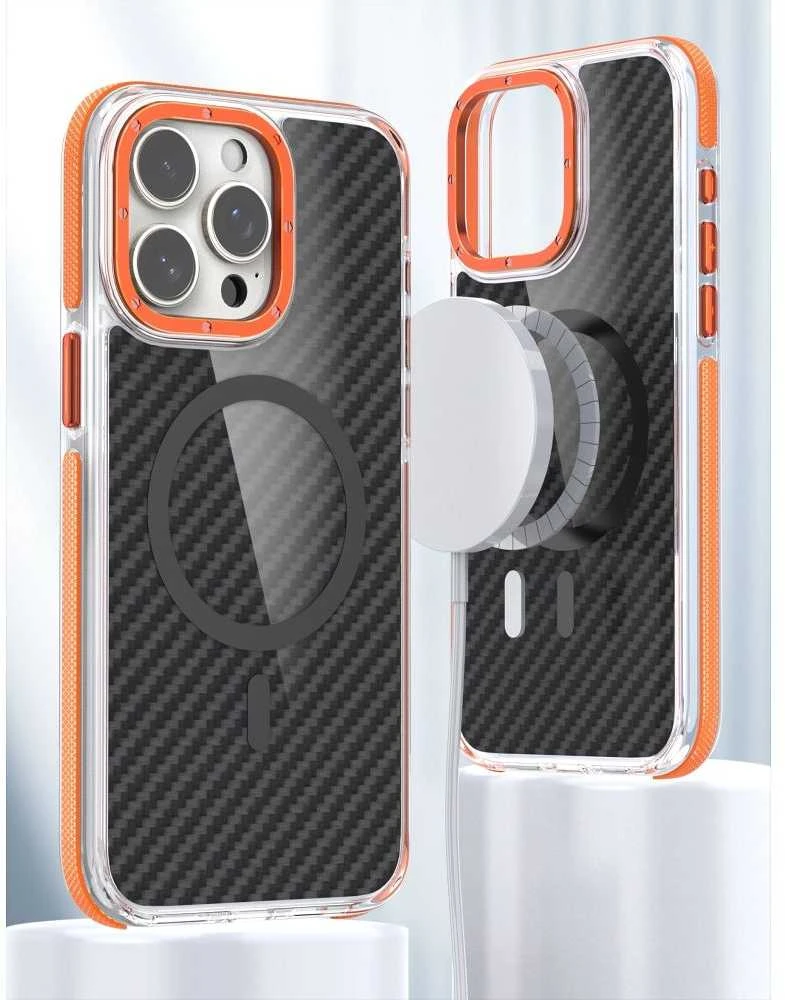 Oem Originalus „iPhone 16e“ (SE4 2025) / 17e „Fiber“ dėklas, suderinamas su „MagSafe“ oranžinis