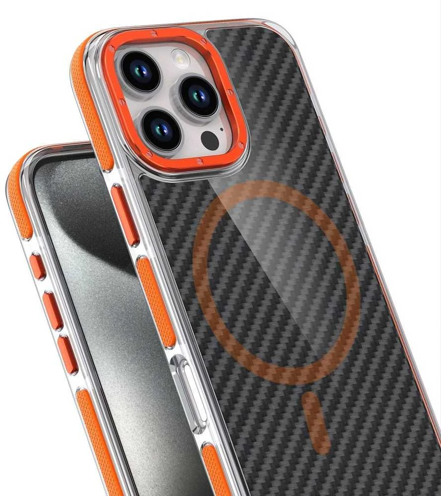 Oem Originalus „iPhone 16e“ (SE4 2025) / 17e „Fiber“ dėklas, suderinamas su „MagSafe“ oranžinis