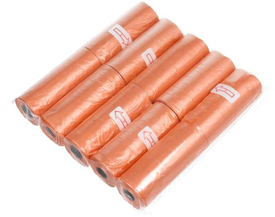 OEM plastikiniai maišeliai šunų išmatoms, 10 ritinėlių, oranžinis