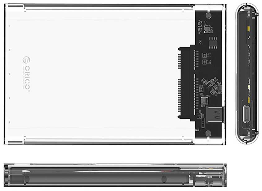 Kietasis diskas Orico 2139C3 2.5" HDD/SSD USB-C 5Gb/s išorinis diskas – Skaidrus