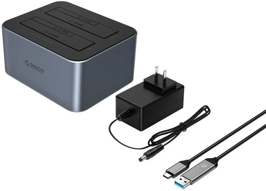 Orico 6626C3-C-V1 2-Drive Docking Station with Offline Clone Function 2.5"/3.5" SATA HDD/SSD - Gray