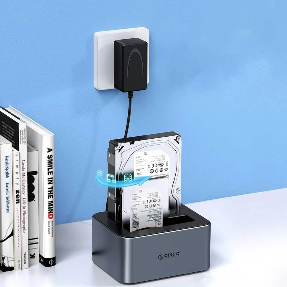 Orico 6626C3-C-V1 2-Drive Docking Station with Offline Clone Function 2.5"/3.5" SATA HDD/SSD - Gray