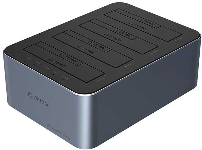 „Orico 6646C3-C“ 4 diskų prijungimo stotelė su neprisijungusio klonavimo funkcija, 2,5 colio / 3,5 colio SATA HDD/SSD – pilkos spalvos
