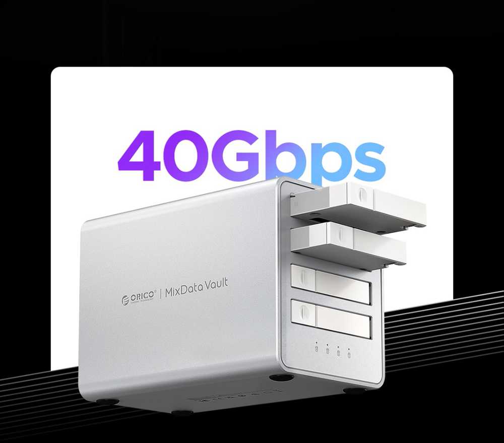 „Orico 8848U4 DAS“ serijos 4 lizdų M.2 NVMe SSD diskų masyvas - Baltas