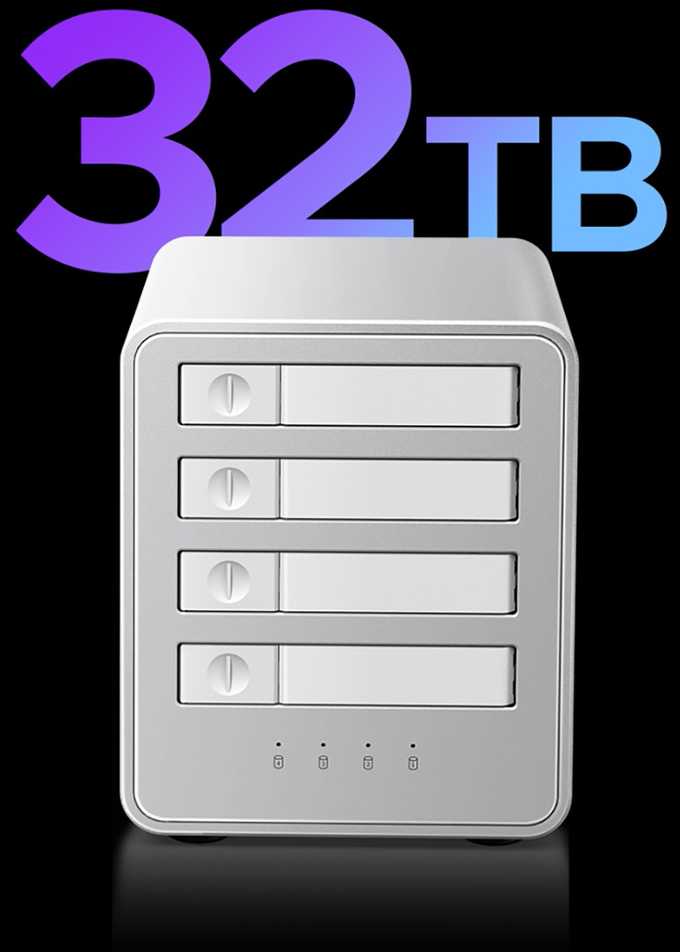 „Orico 8848U4 DAS“ serijos 4 lizdų M.2 NVMe SSD diskų masyvas - Baltas