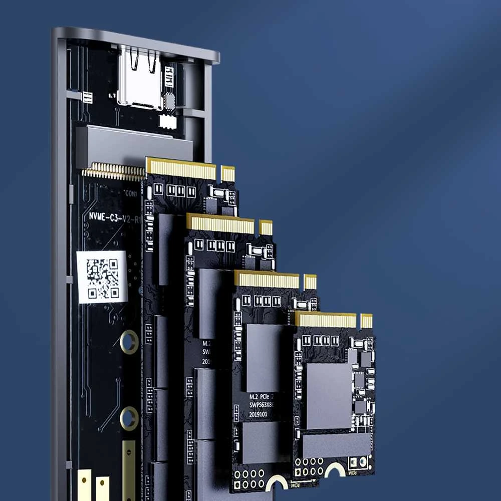 „Orico AM2C3-G2 M.2 NVME USB-C 3.2“ diskas – pilkas