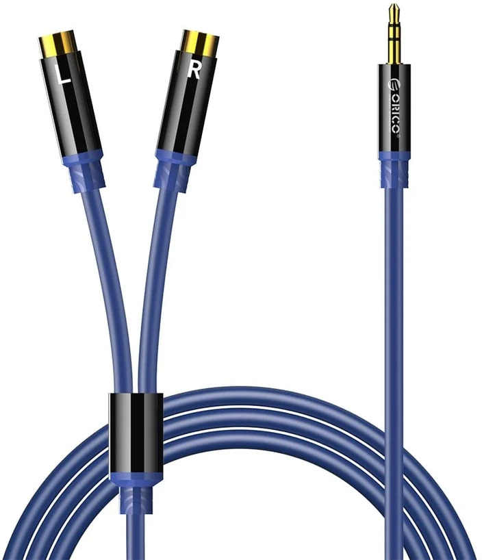 Orico AXRF audio cable mini jack 3.5 mm to 2x RCA female 1.5 m - mėlynas