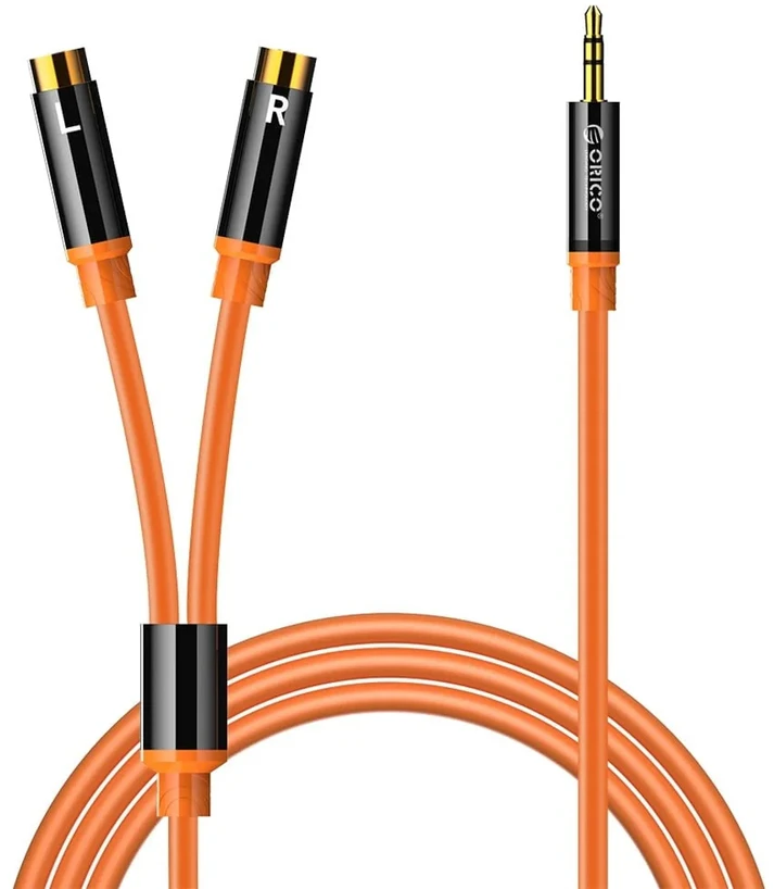 Orico AXRF audio cable mini jack 3.5 mm to 2x RCA female 3 m - oranžinis