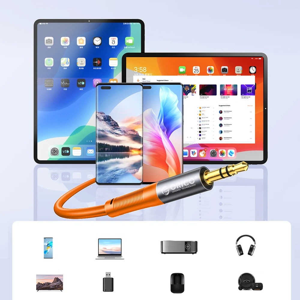 Orico AXRF audio cable mini jack 3.5 mm to 2x RCA female 3 m - oranžinis