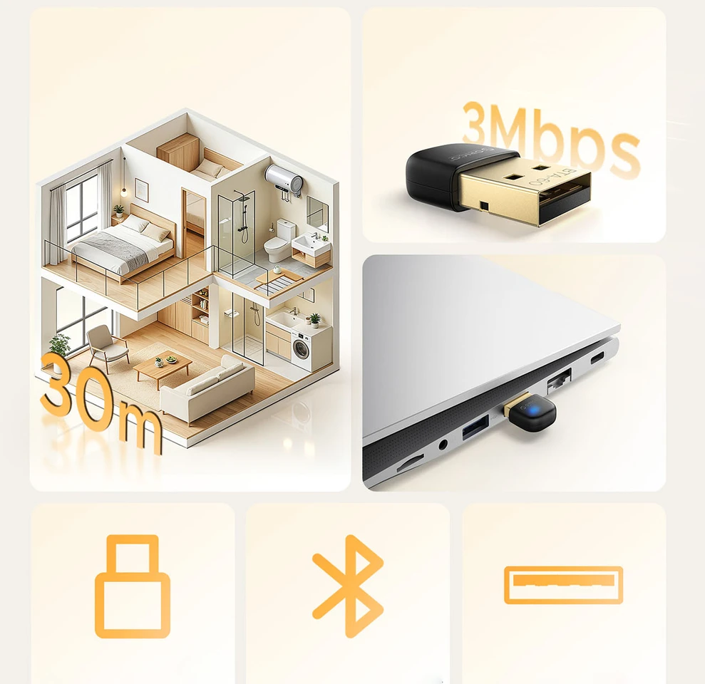 Orico BTA-60 Bluetooth 6.0 Adapteris - Juodas