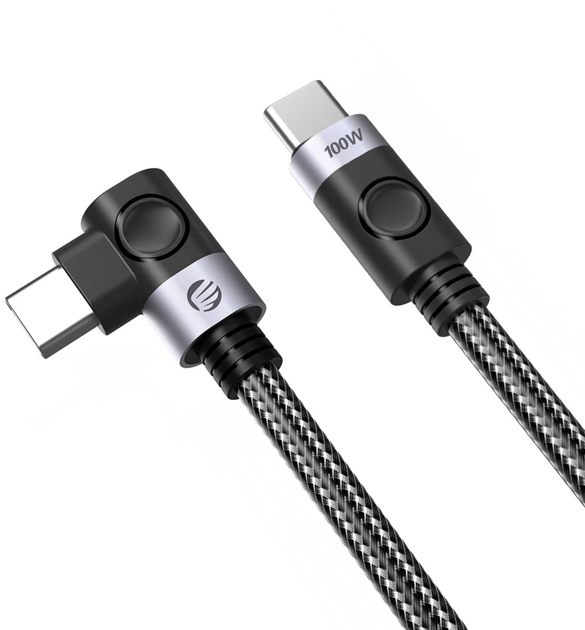 Orico C2C PD100W Nešiojamas kompiuteris Fast Charging Cable (Right Angle) juodas 0.5m