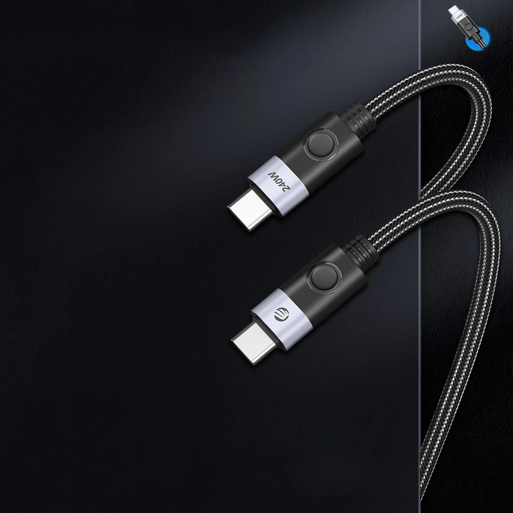 Orico CC240 USB-C į USB-C kabelis 240W USB4 40Gb/s 8K 60Hz 0.5m - Juodas