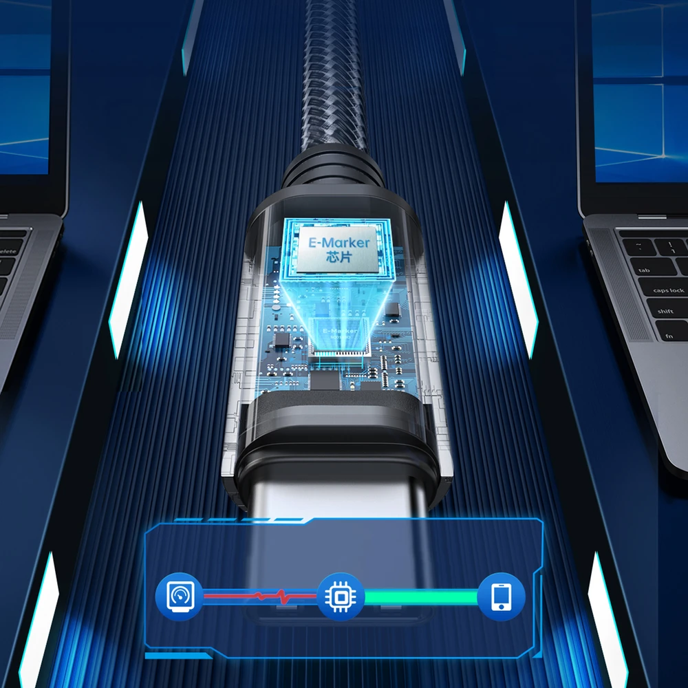 Orico CW240 USB-C į USB-C PD 240W 1,5 m kampinis kabelis - Juodas
