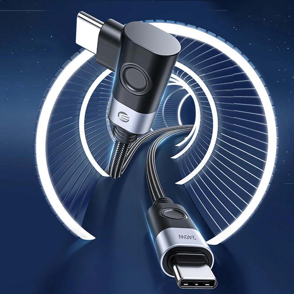 Orico CW240 USB-C į USB-C PD 240W 20Gb/s 0.5m kampinis kabelis - Juodas