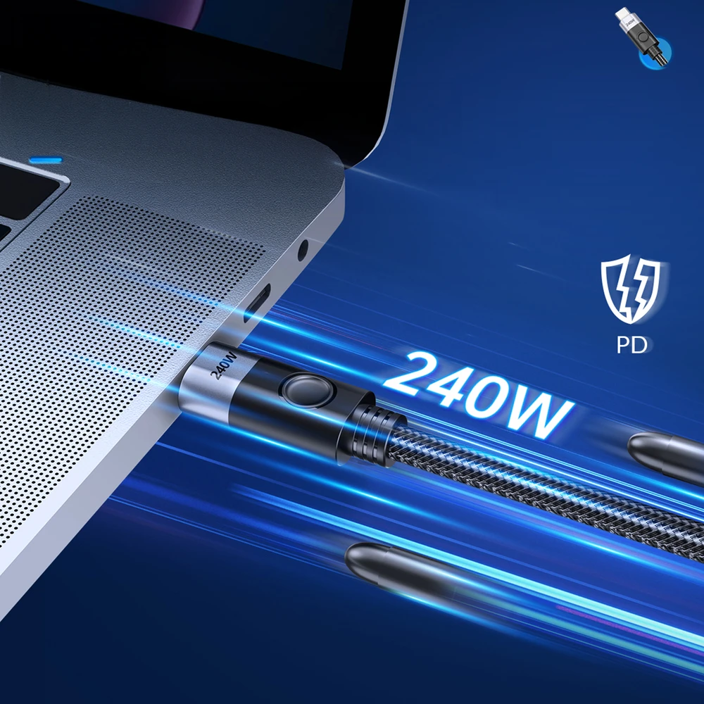 Orico CW240 USB-C į USB-C PD 240W 2m kampinis kabelis - Juodas