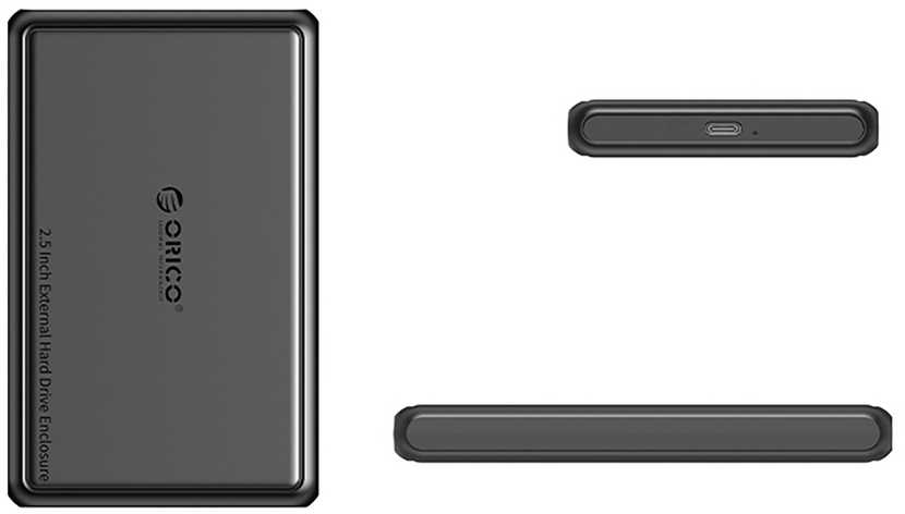 Kietasis diskas Orico DDL25-C3 2.5" HDD/SSD USB-C 5Gb/s išorinis diskas – juodos spalvos