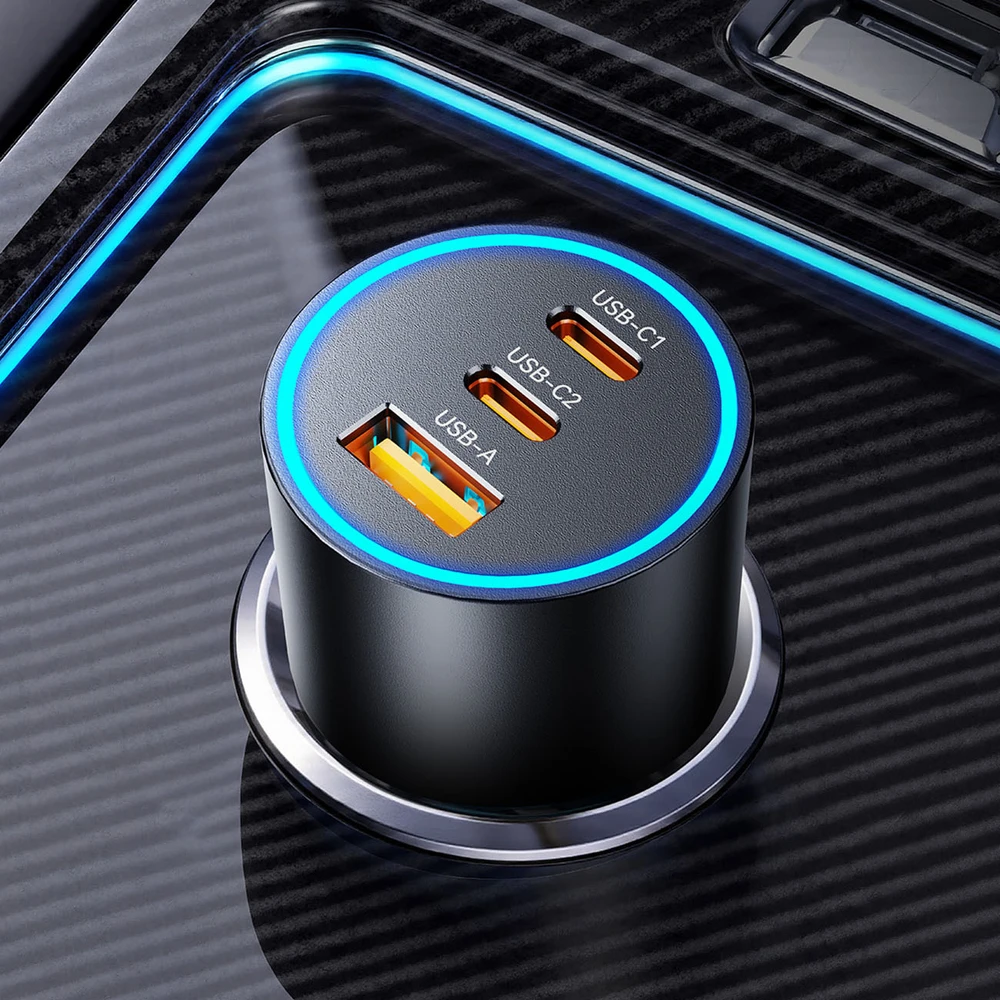 Orico HyperDrive 165W USB-A + 2x USB-C automobilinis įkroviklis - Juodas