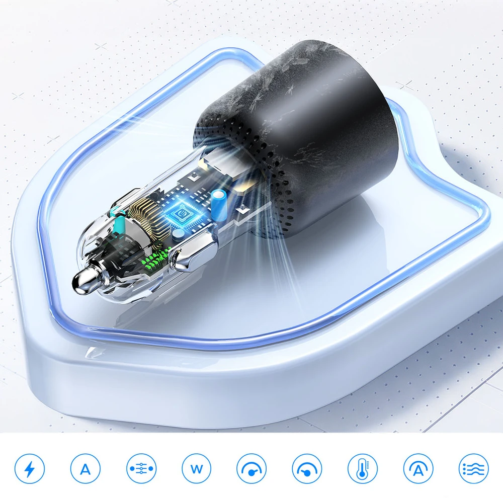 Orico HyperDrive 165W USB-A + 2x USB-C automobilinis įkroviklis - Juodas