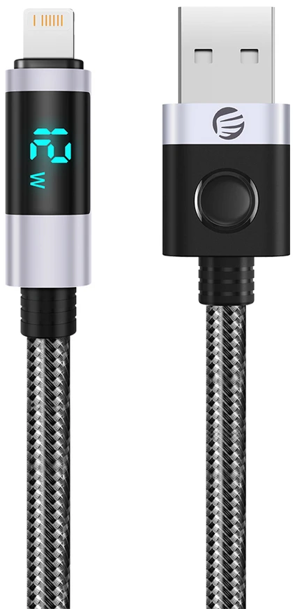Orico LDA2L USB-A to Lightning Cable 12W with LED Ekranas 0.5m - Juodas and Sidabrinis
