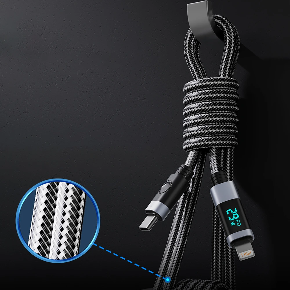 Orico LDA2L USB-A to Lightning Cable 12W with LED Ekranas 0.5m - Juodas and Sidabrinis