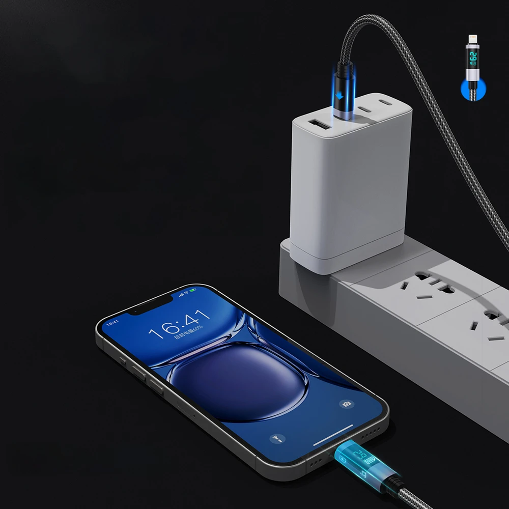 Orico LDA2L USB-A to Lightning Cable 12W with LED Ekranas 0.5m - Juodas and Sidabrinis