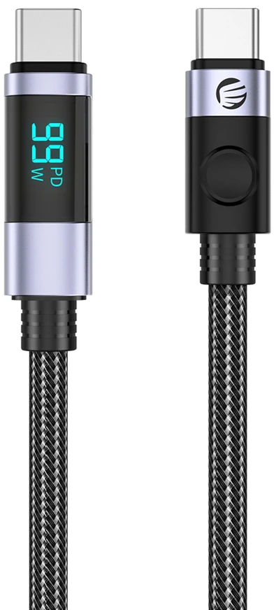 Orico LDC2C USB-C - USB-C PD 100W kabelis su LED Ekranas 480 Mbps 3 m - Juodas