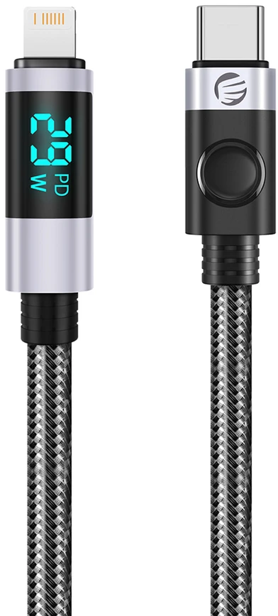 Orico LDC2L USB-C į Lightning PD kabelis 29W su LED Ekranas 480Mbps 1.5m - Juodas