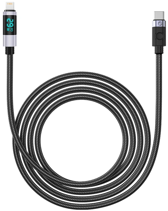 Orico LDC2L USB-C į Lightning PD kabelis 29W su LED Ekranas 480Mbps 1.5m - Juodas