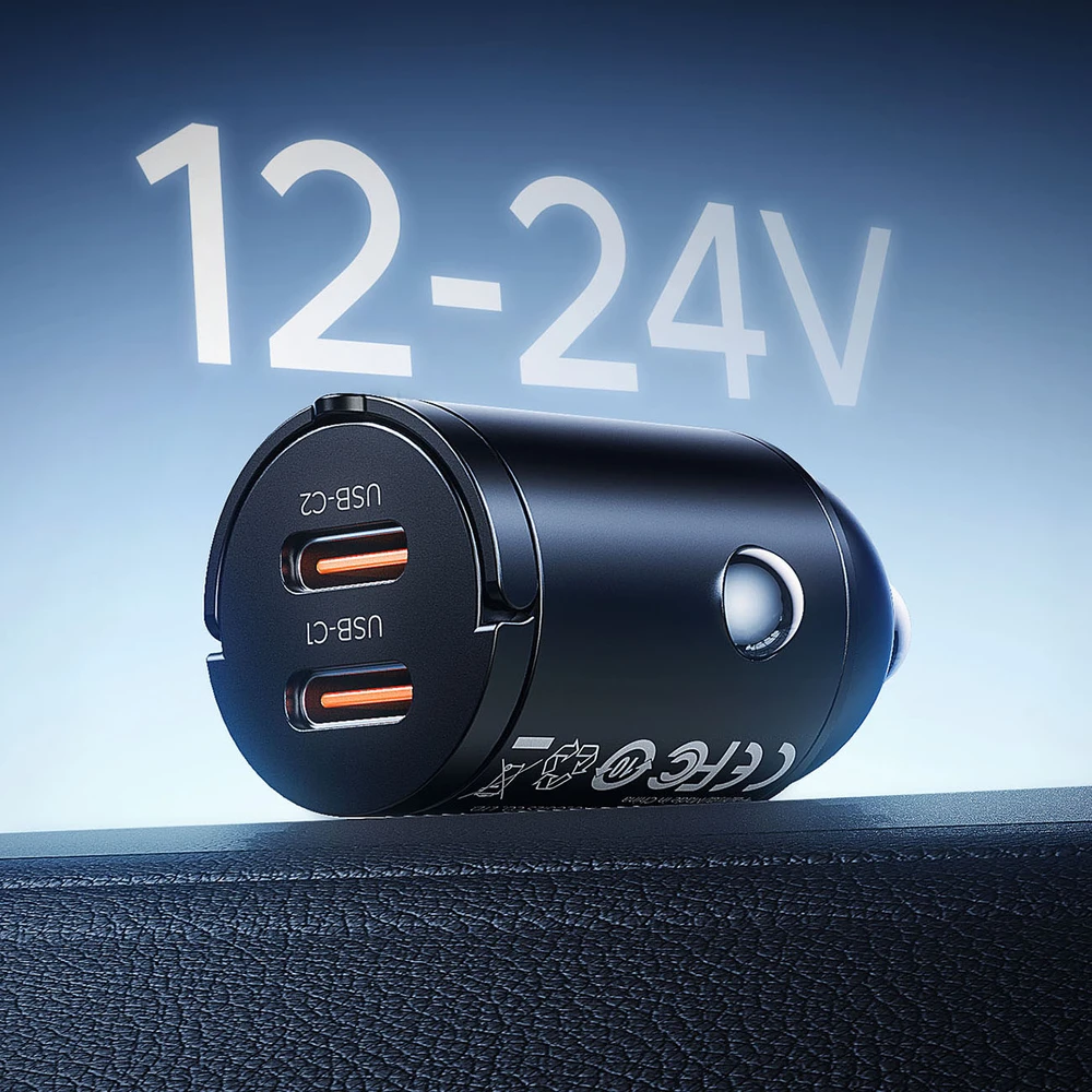 Orico MiniRing 30W 2x USB-C automobilio įkroviklis - Juodas