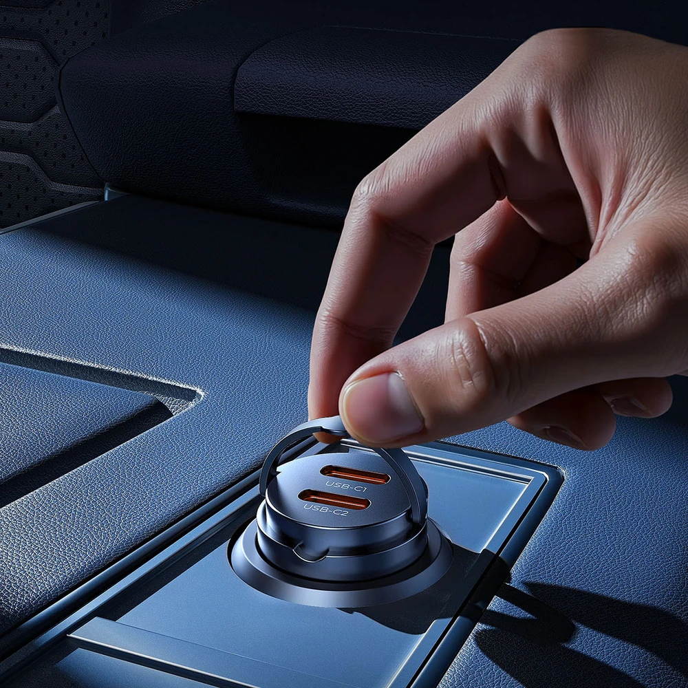Orico MiniRing 30W 2x USB-C automobilio įkroviklis - Juodas