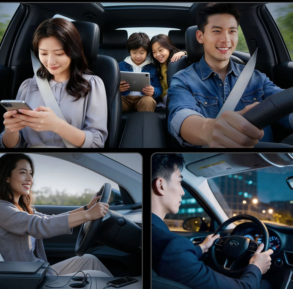 Orico MiniRing 30W USB-A + USB-C automobilinis įkroviklis - Juodas