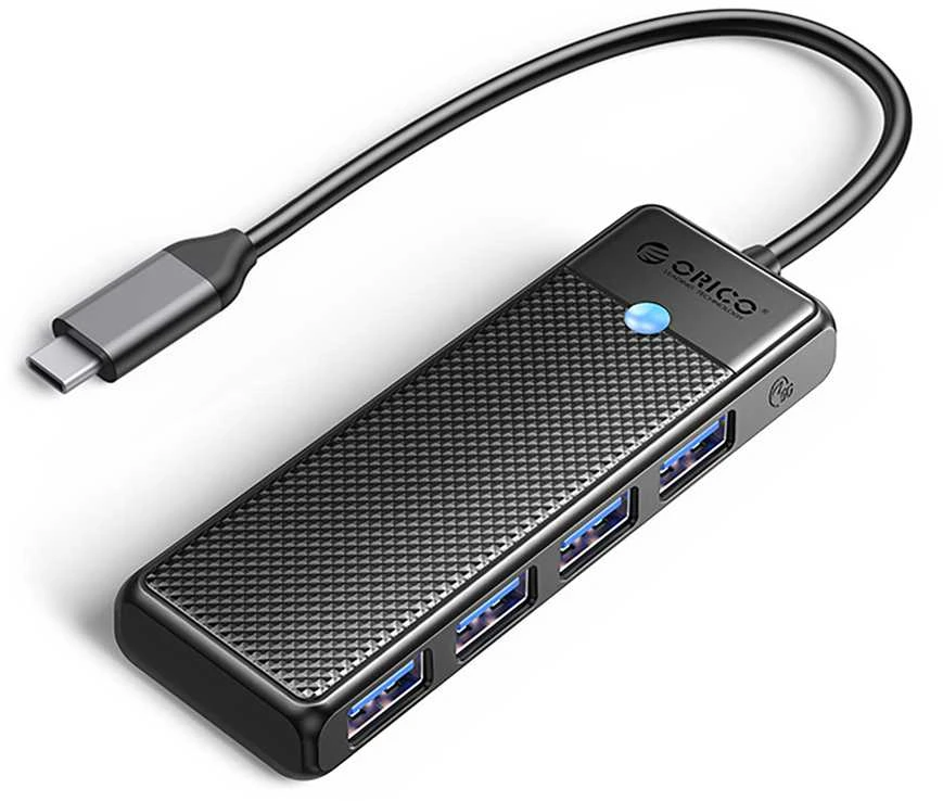 Orico PAPW4A-C3 USB-A šakotuvo prijungimo stotelė 4x USB-A 3.0 – juodos spalvos