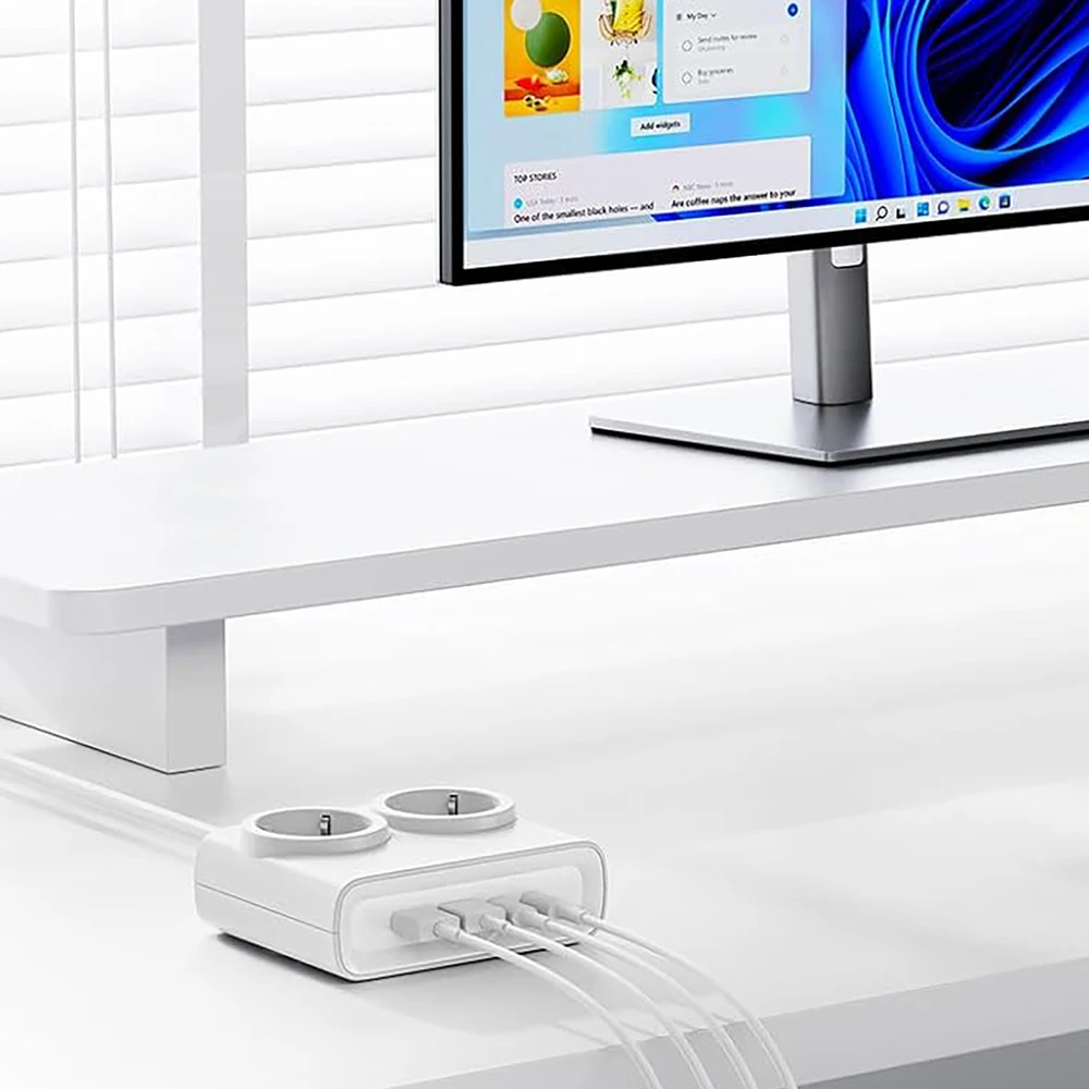 Orico PDC25 25W 6in1 maitinimo blokas 2x AC + 2x USB-A + 2x USB-C - Baltas