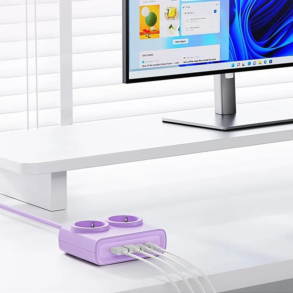 Orico PDC25 25W 6in1 maitinimo blokas 2x AC + 2x USB-A + 2x USB-C - Violetinė