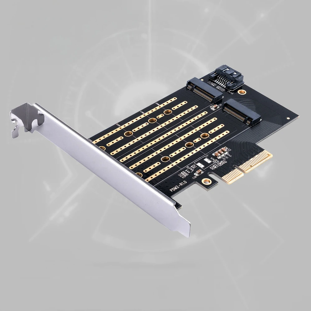 „Orico PDM2 PCI-E 3.0 x4“ išplėtimo plokštė, skirta M.2 NVMe ir SATA diskams - Juodas