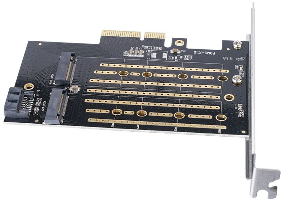 „Orico PDM2 PCI-E 3.0 x4“ išplėtimo plokštė, skirta M.2 NVMe ir SATA diskams - Juodas
