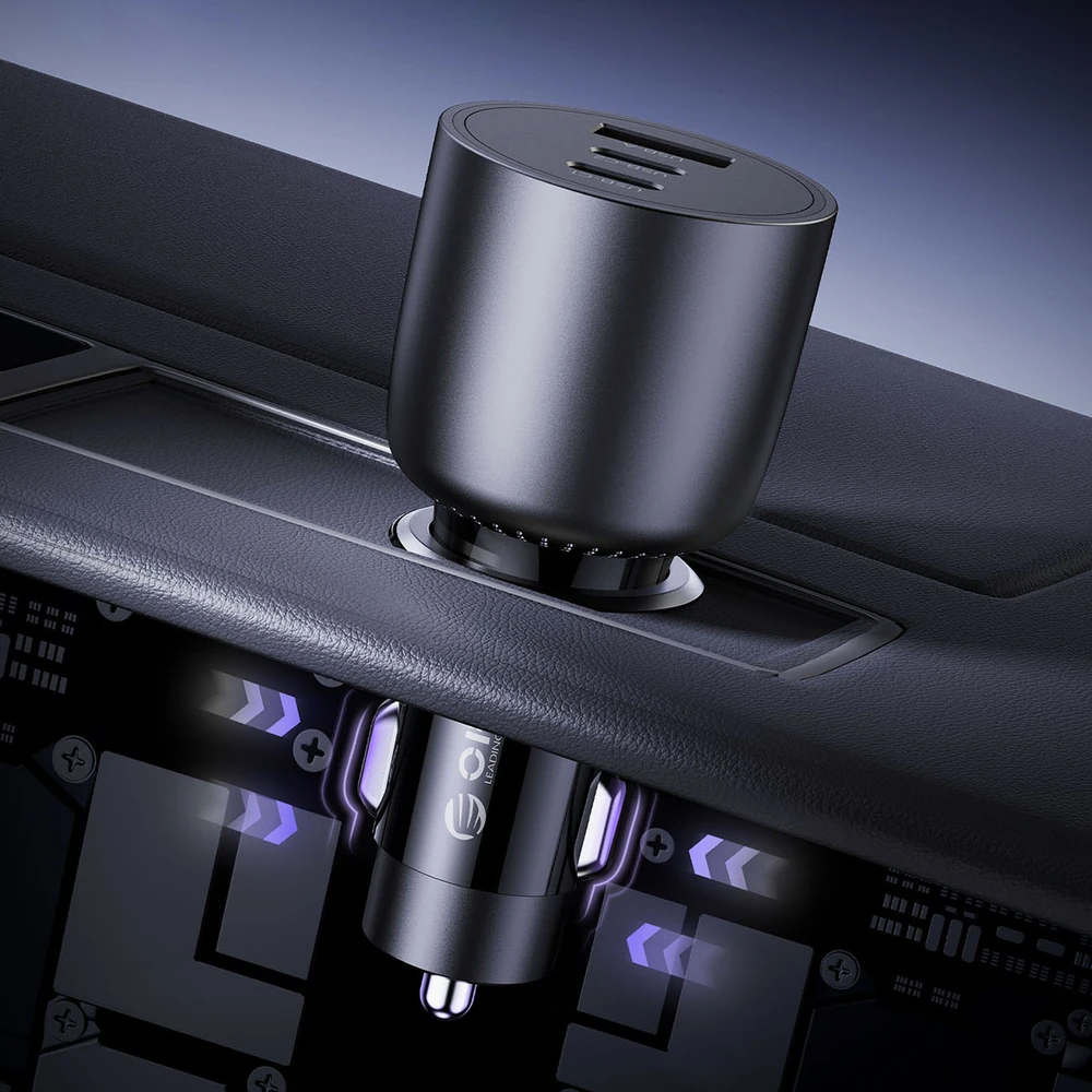Orico PowerLink 165W USB-A + 2x USB-C automobilinis įkroviklis - Juodas