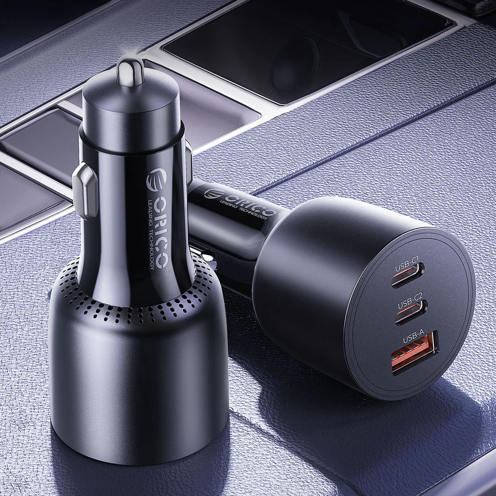 Orico PowerLink 165W USB-A + 2x USB-C automobilinis įkroviklis - Juodas