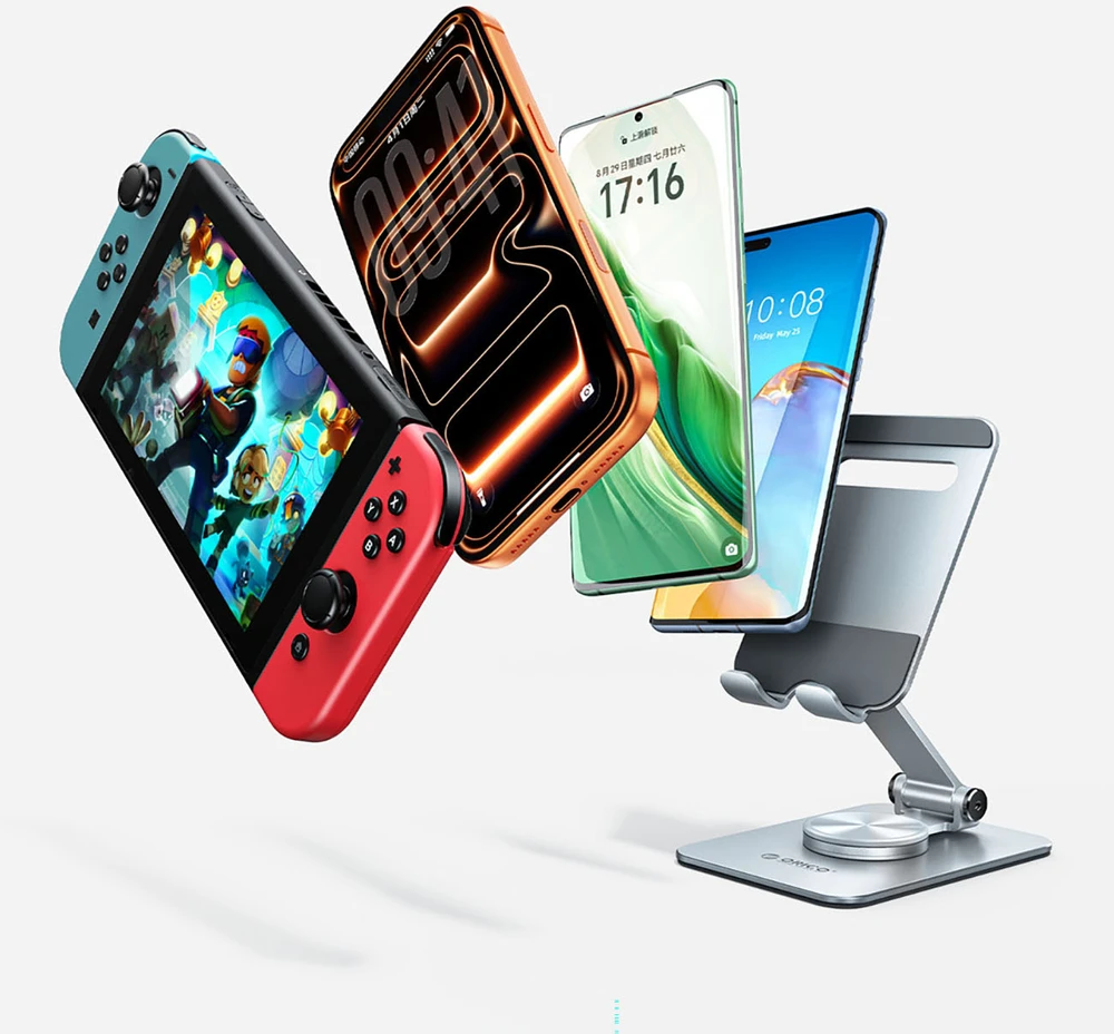 Orico PS2 foldable phone stand, 360° rotating - sidabrinis