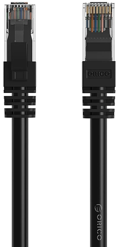 Ethernet tinklo kabelis Orico PUG-C6 CAT6 1000Mbps RJ45 interneto LAN apvalus 40 m - juoda