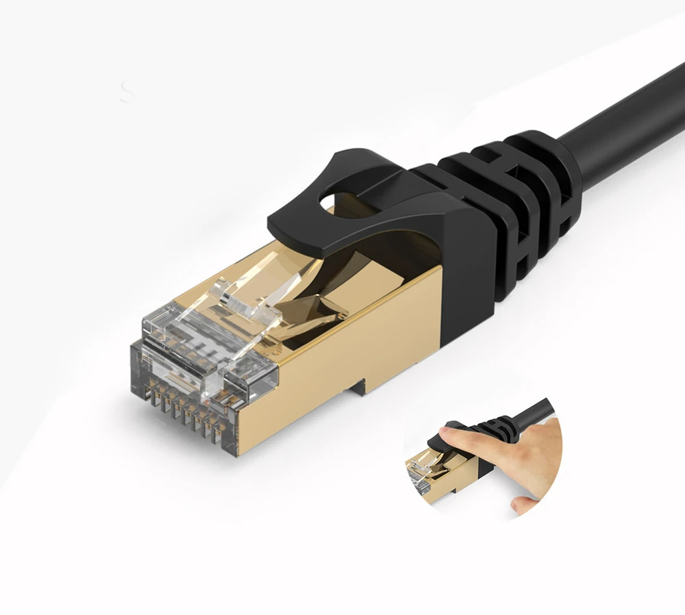 Orico PUG-C7 CAT7 10Gbps RJ45 Ethernet tinklo kabelis interneto LAN apvalus 0.5m - Juodas