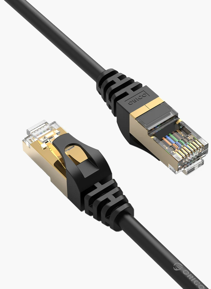 Orico PUG-C7 CAT7 10Gbps RJ45 Ethernet tinklo kabelis interneto LAN apvalus 20m - Juodas