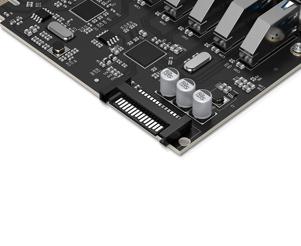 „Orico PVU3 PCI-E 7x USB 3.0“ išplėtimo plokštė stacionariam kompiuteriui - juoda
