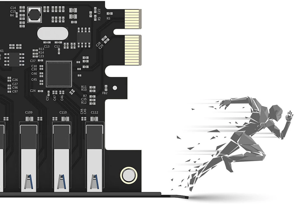 „Orico PVU3 PCI-E 7x USB 3.0“ išplėtimo plokštė stacionariam kompiuteriui - juoda
