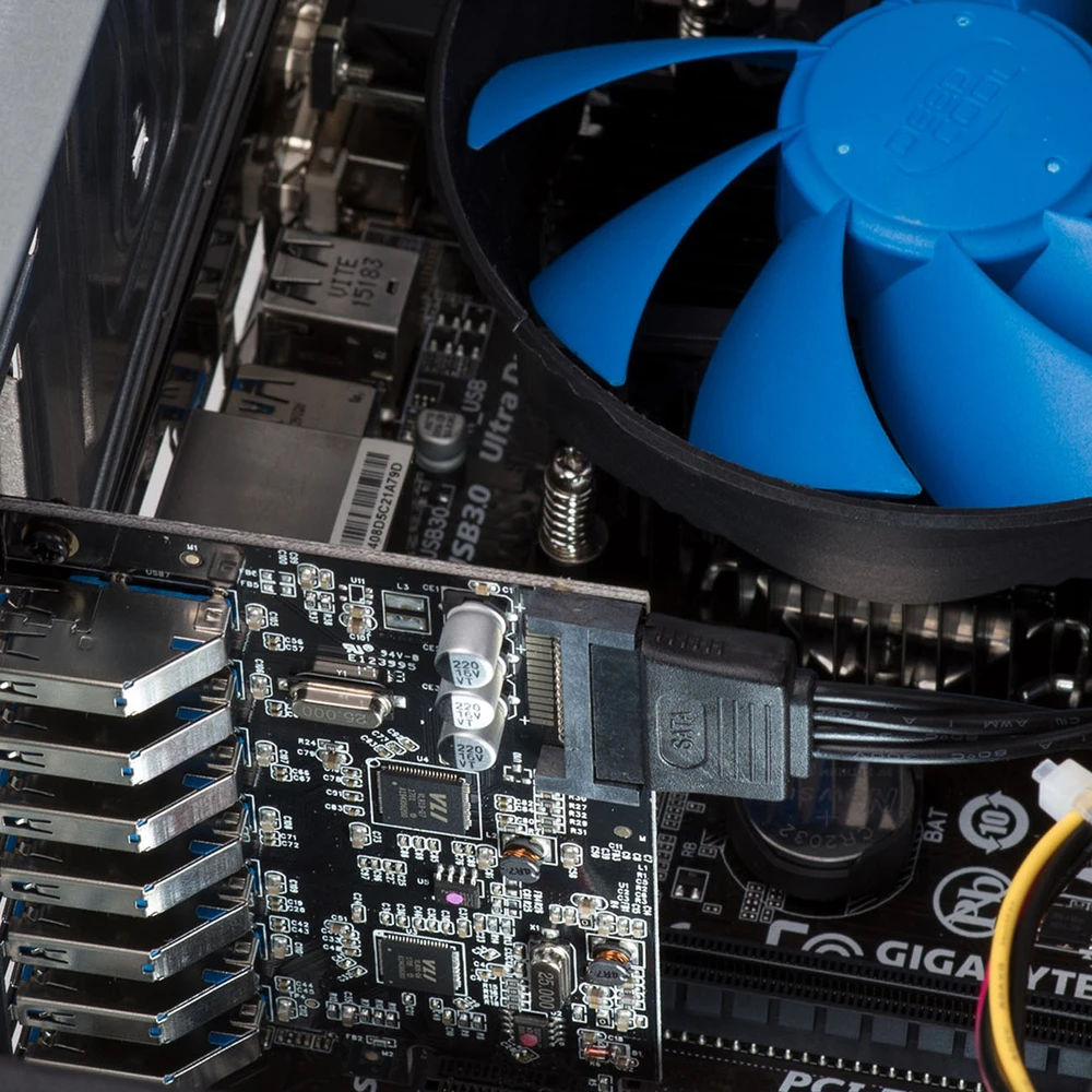 „Orico PVU3 PCI-E 7x USB 3.0“ išplėtimo plokštė stacionariam kompiuteriui - juoda