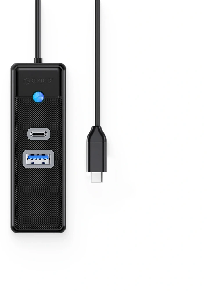 Orico PW3UR25-C3 3 prievadų USB šakotuvas 1x USB-A 3.0 1x USB-C 3.0 1x RJ45 2.5G Ethernet 0.5 m - Juodas