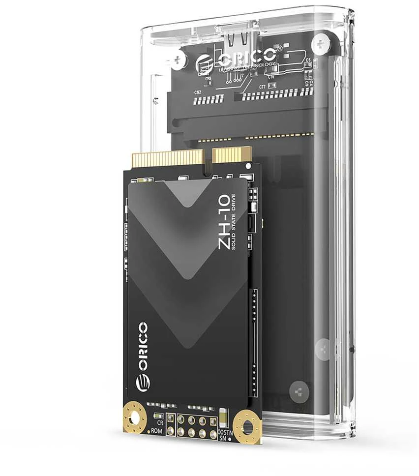Orico TC10-MS MSATA USB-C 3.2 5Gb/s disko kasetė – permatoma