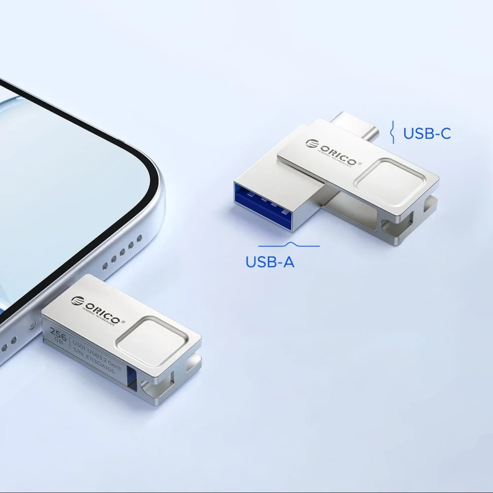 Orico U301 32GB USB-A USB-C USB 3.2 Gen 1 USB atmintinė – Sidabrinis