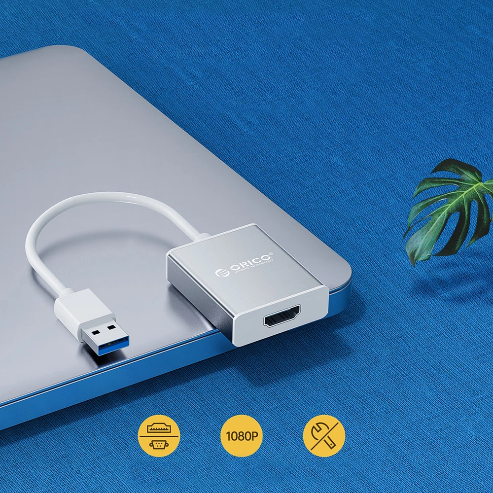 Orico UTH USB-A 3.0 to HDMI adapter - sidabrinis
