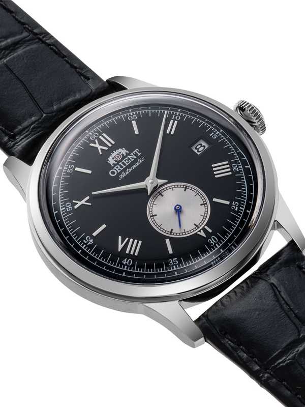 Orient Bambino mažų sekundžių vyriškas laikrodis RA-AP0101B30B+ dėžutė